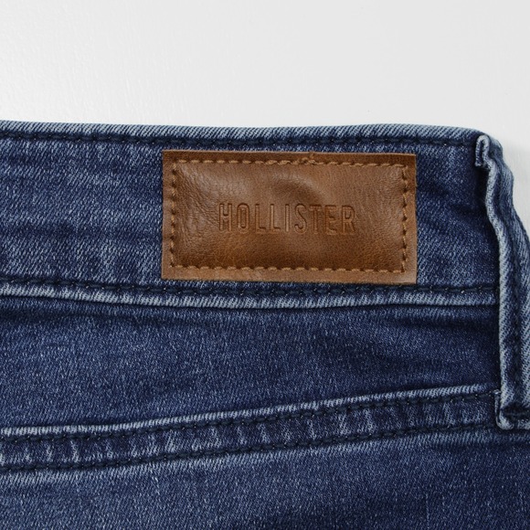 Hollister Women's High Rise Medium Wash Stretch Distressed Denim Flare Jeans 32 - Picture 11 of 11